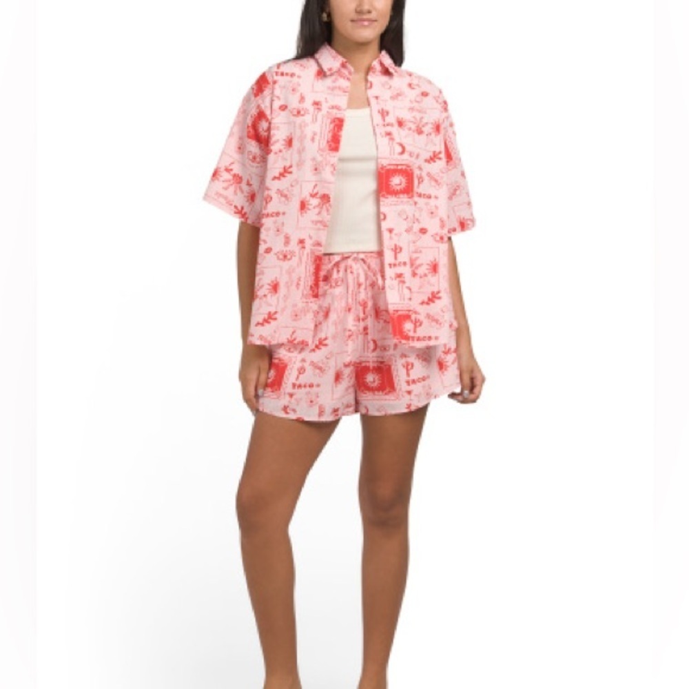 Red and White Printed set